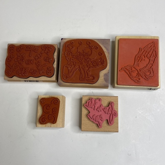 Assorted Craft Ink Rubber Stamp Set of 5 - Picture 2 of 3